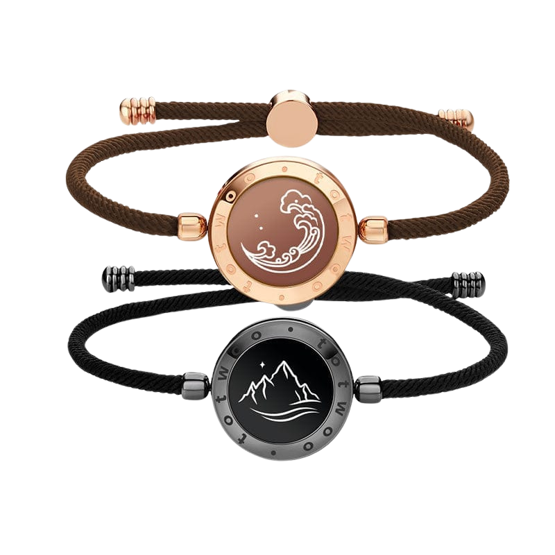 Totwoo Mountain & Sea Touch Bracelets with Milan Rope Black Rose Gold