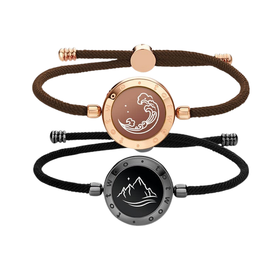 Totwoo Mountain & Sea Touch Bracelets with Milan Rope Black Rose Gold