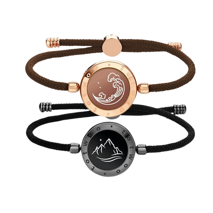 Totwoo Mountain & Sea Touch Bracelets with Milan Rope Black Rose Gold