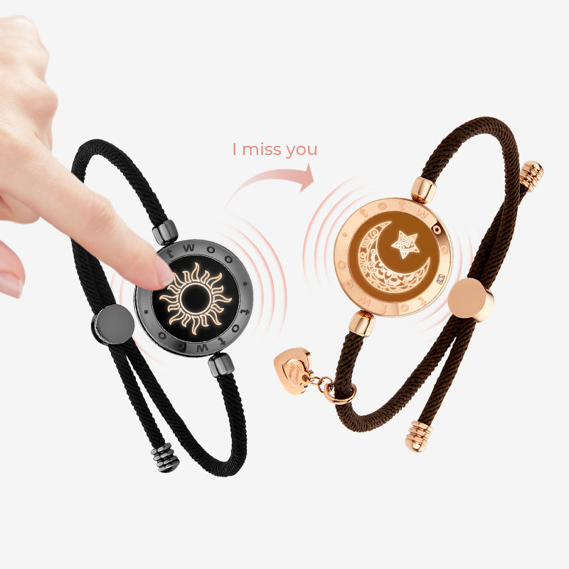 Totwoo Sun & Moon Touch Bracelets with Milan Rope Black Brown