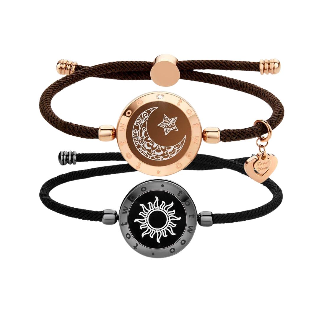 Totwoo Sun & Moon Touch Bracelets with Milan Rope Black Brown