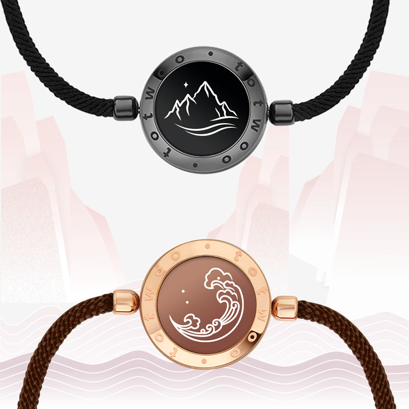 Totwoo Mountain & Sea Touch Bracelets with Milan Rope Black Rose Gold