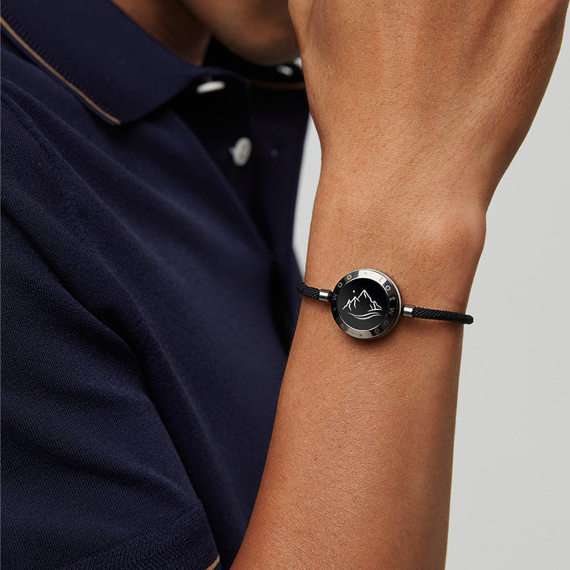 Totwoo Mountain & Sea Touch Bracelets with Milan Rope Black Rose Gold