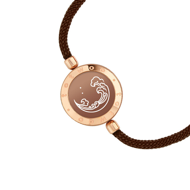Totwoo Mountain & Sea Touch Bracelets with Milan Rope Black Rose Gold