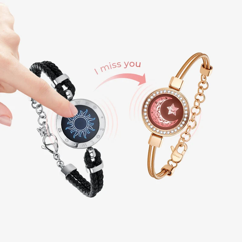 Sun & Moon Touch Bracelets (Snake Chain + Braided Cord)