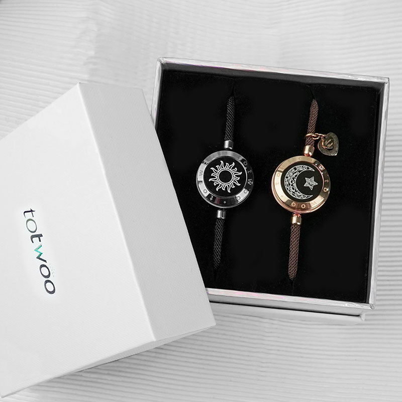 Totwoo Sun & Moon Touch Bracelets with Milan Rope Black Brown