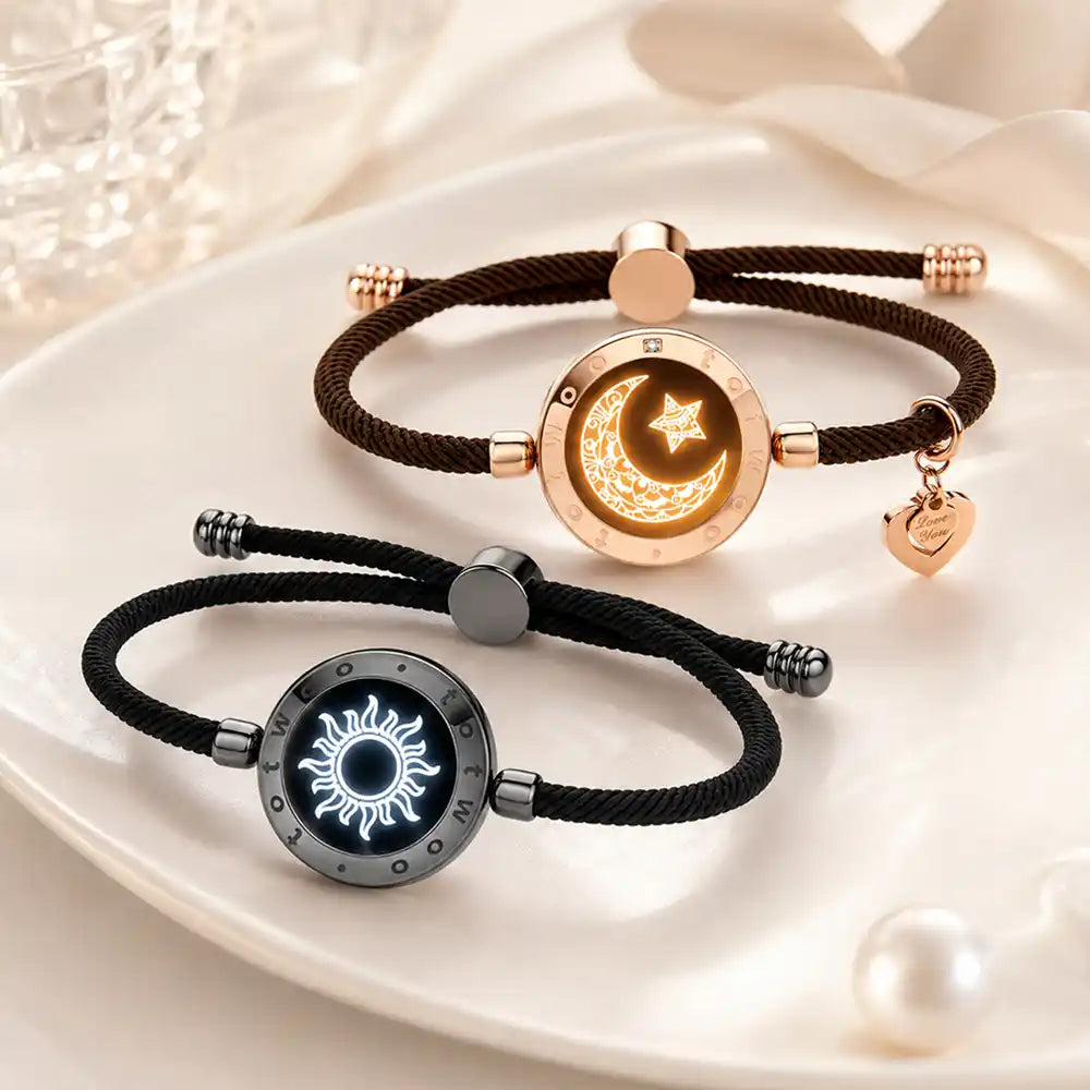 Totwoo Sun & Moon Touch Bracelets with Milan Rope Black Brown