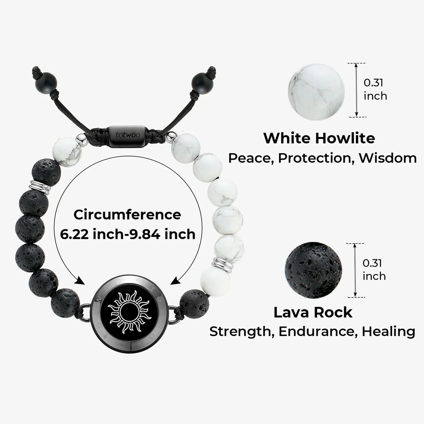 Sun & Moon Touch Bracelets with Phantasmal Beads (Black+Rose Gold)