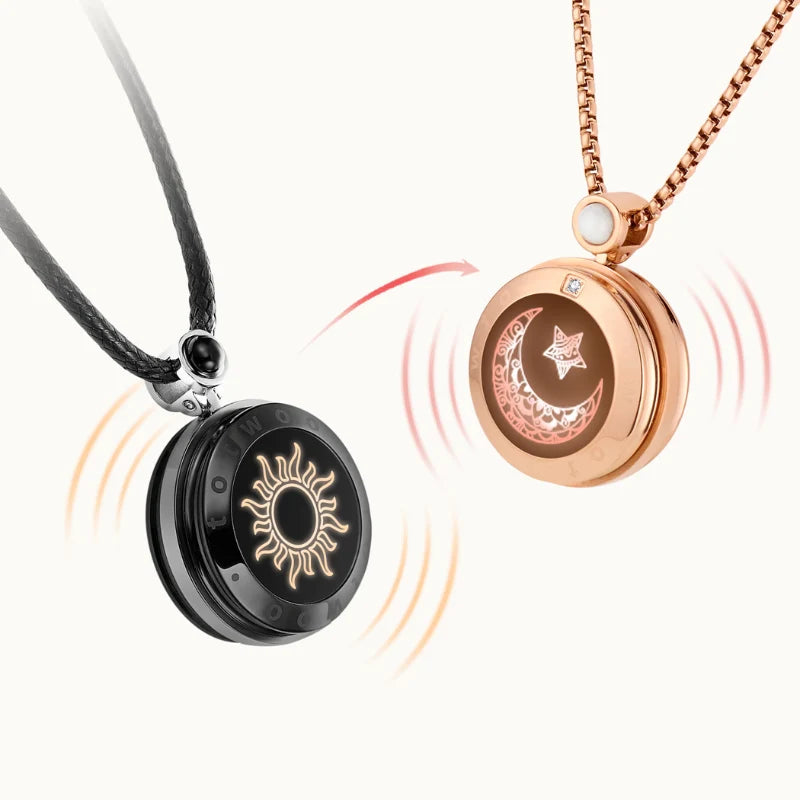 Sun & Moon Touch Necklaces (Black + Rose Gold)